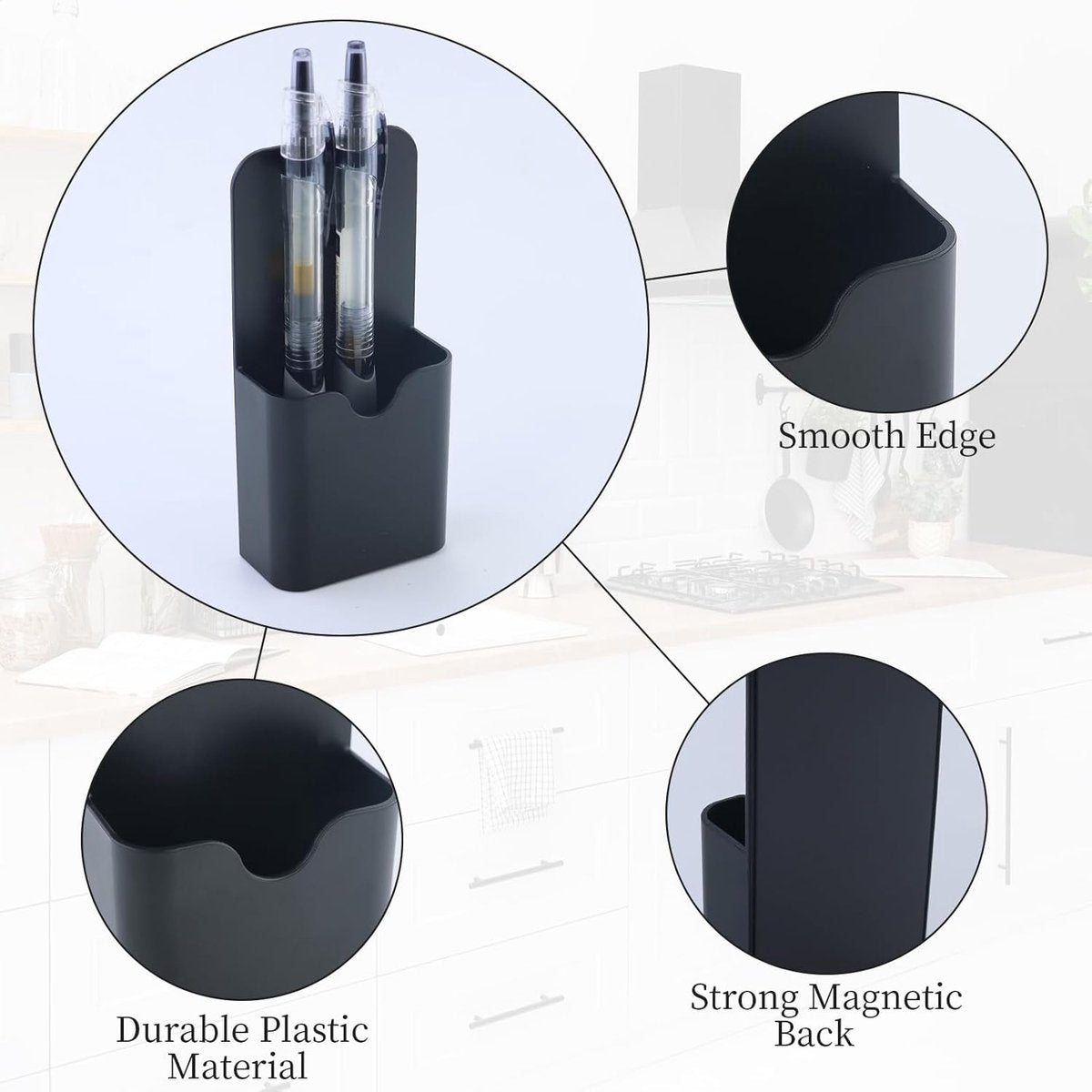 2-pack magnetic pen holder - magnetic marker holder - whiteboard - refrigerator - marker holder for metal surfaces (black and white)