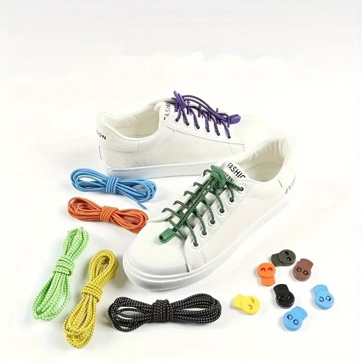 Sneaker Laces 120CM suitable for Sneakers - Elastic laces without a tie - Suitable for students and adults - With strong buckle and quick-release function (Light blue)