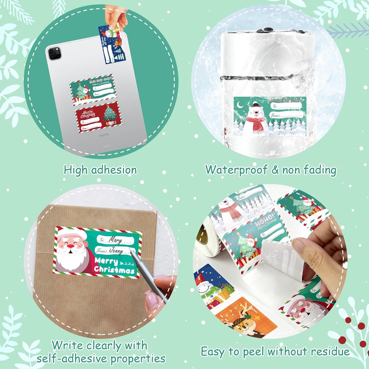 Labels - (500 sheets) - Gift labels - Label stickers - Handwritten labels - Christmas gift labels - Christmas gifts for women, men and mothers - Christmas wrapping paper - Christmas decorations - 7.5*4 cm