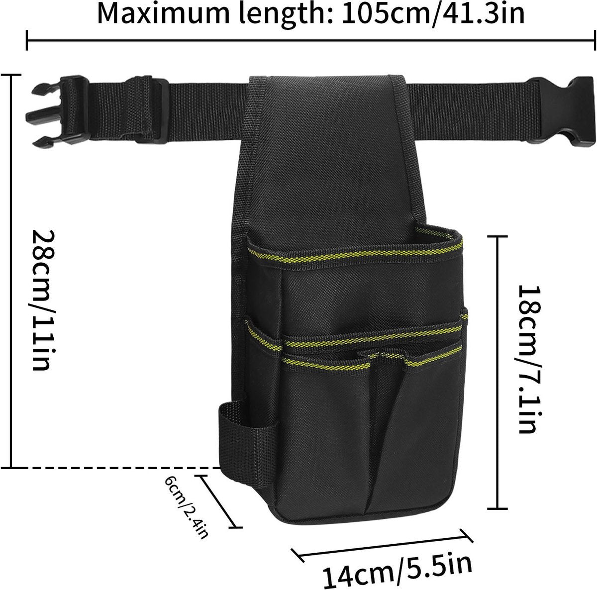 Tool Bag - Hardware Tool Bag - Hardware Storage Bag - Waist Bag - Small Oxford Canvas Tool Bag - with Adjustable Nylon Waist Strap, Suitable for Electricians, Carpenters, and Repair Technicians.
