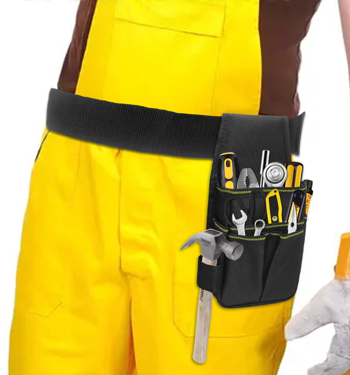 Tool Bag - Hardware Tool Bag - Hardware Storage Bag - Waist Bag - Small Oxford Canvas Tool Bag - with Adjustable Nylon Waist Strap, Suitable for Electricians, Carpenters, and Repair Technicians.