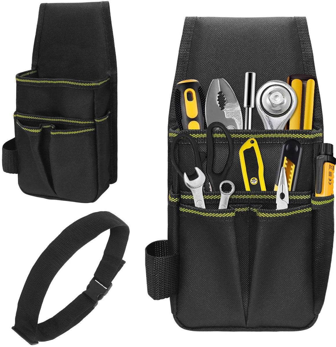 Tool Bag - Hardware Tool Bag - Hardware Storage Bag - Waist Bag - Small Oxford Canvas Tool Bag - with Adjustable Nylon Waist Strap, Suitable for Electricians, Carpenters, and Repair Technicians.
