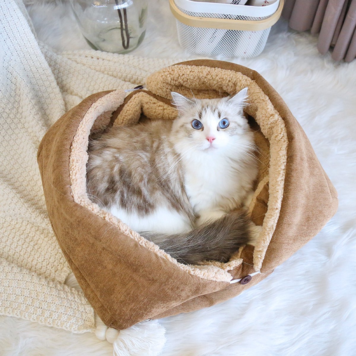 Dog Bed - Cat Bed - Dog Mat - 2-in-1 Warm Cat Bed - Pet Bed - Cat Sofa - Cat - Soft and Fluffy - 70*50cm