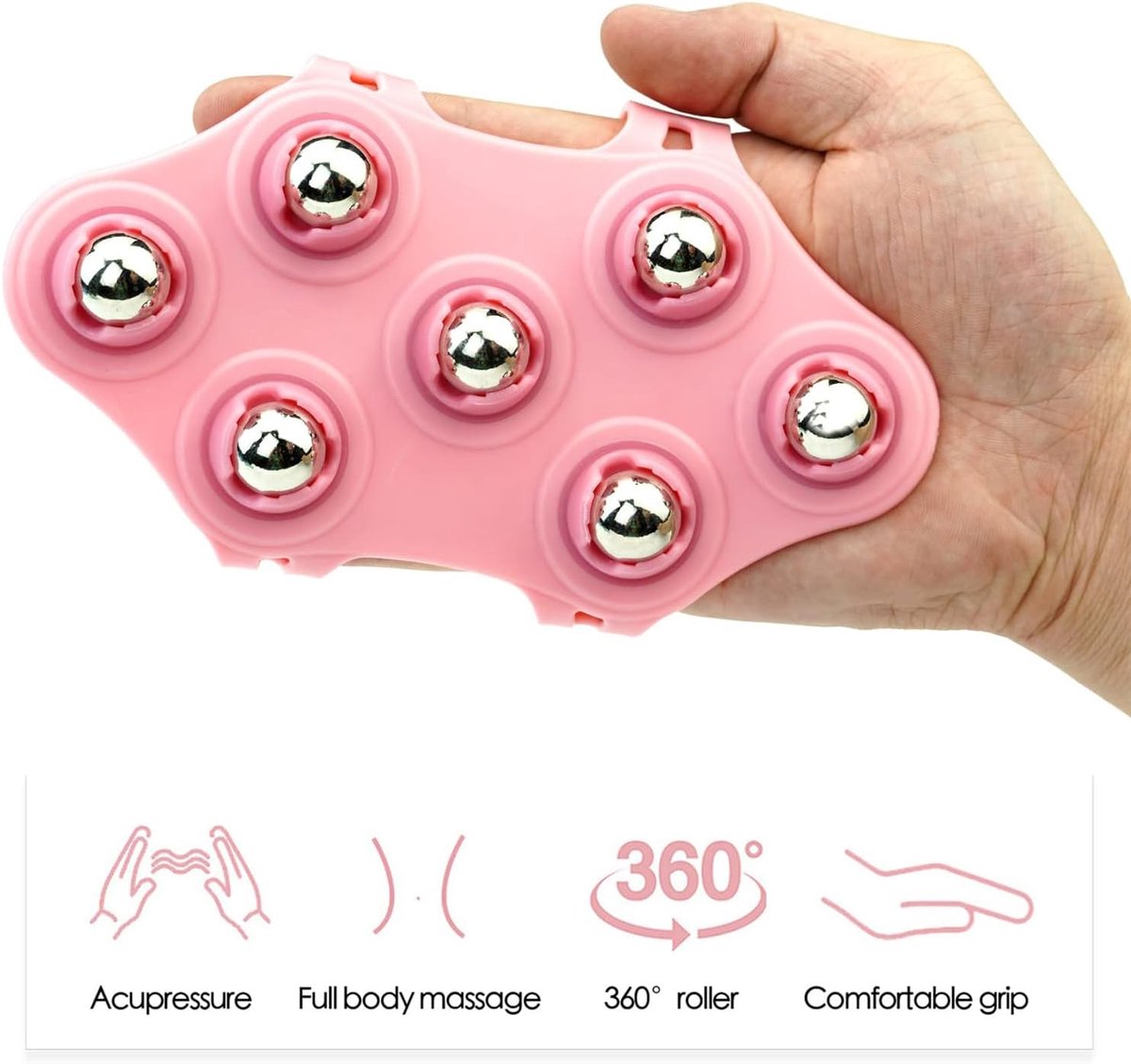 Ball Massage Gloves - Massage Gloves - Portable Body Massage Roller - Palm-Shaped Massage Gloves - Metal Ball Massager