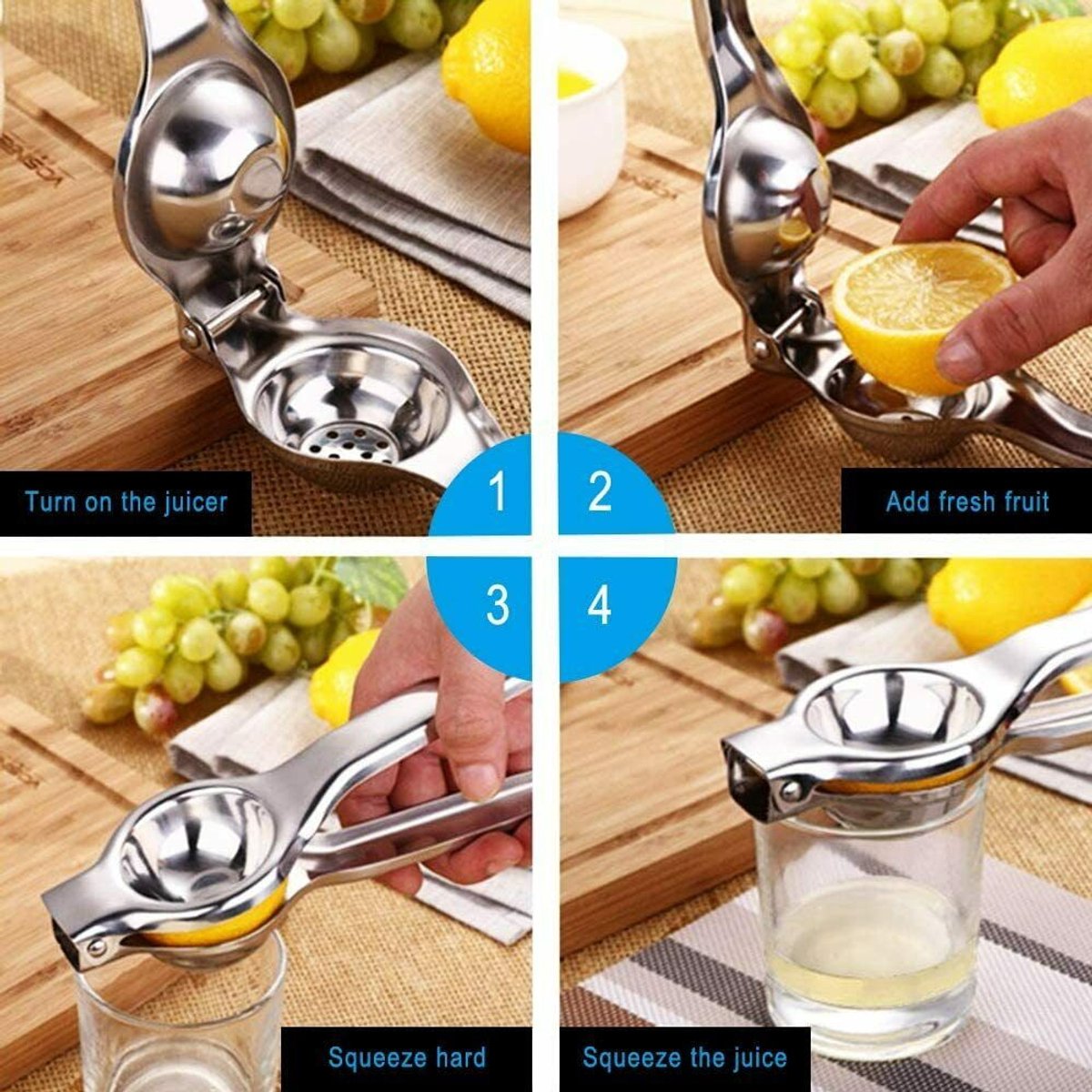 Lemon Juicer - Stainless Steel - Manual Orange Juicer (Silver)