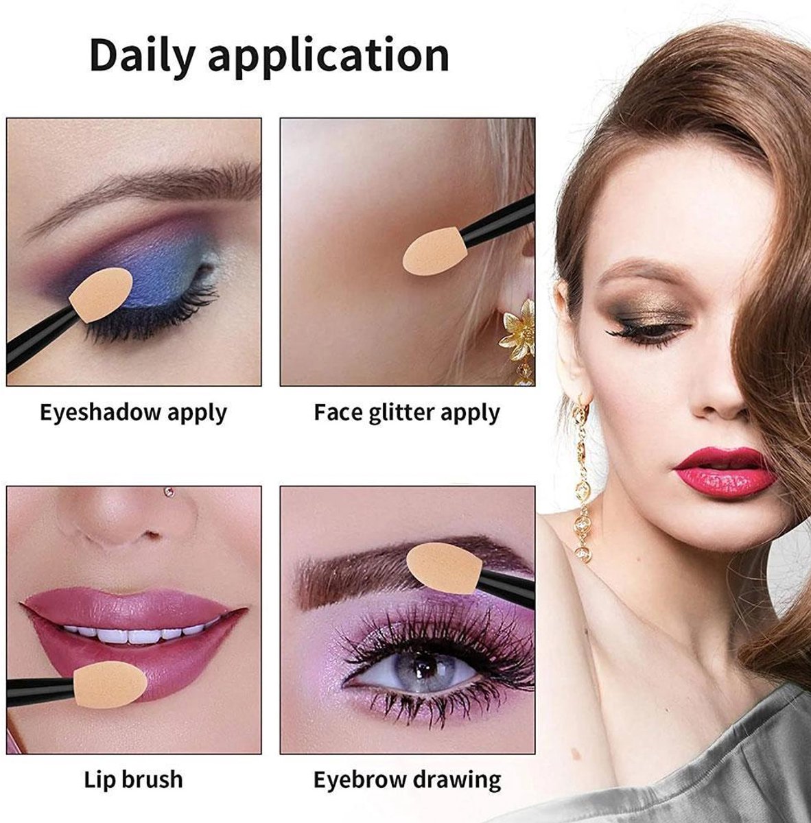 Eyeshadow Brushes - Eyeshadow Applicators - Eyeshadow Sponges - 50 pieces
