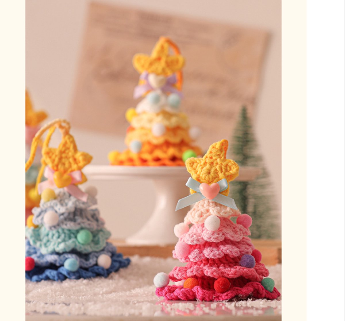 Christmas Decorations - Crochet Christmas Tree Bell Decorations - Small Christmas Decorations - Car Decorations - Christmas Tree Decorations - Ornaments - Specimens - Style F
