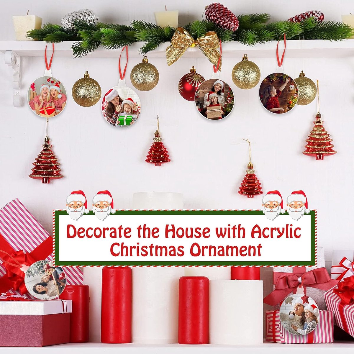 Ornaments - 20 pieces - Christmas tree decorations - Christmas tree decorations - Blank round pieces for Christmas tree decorations and craft projects