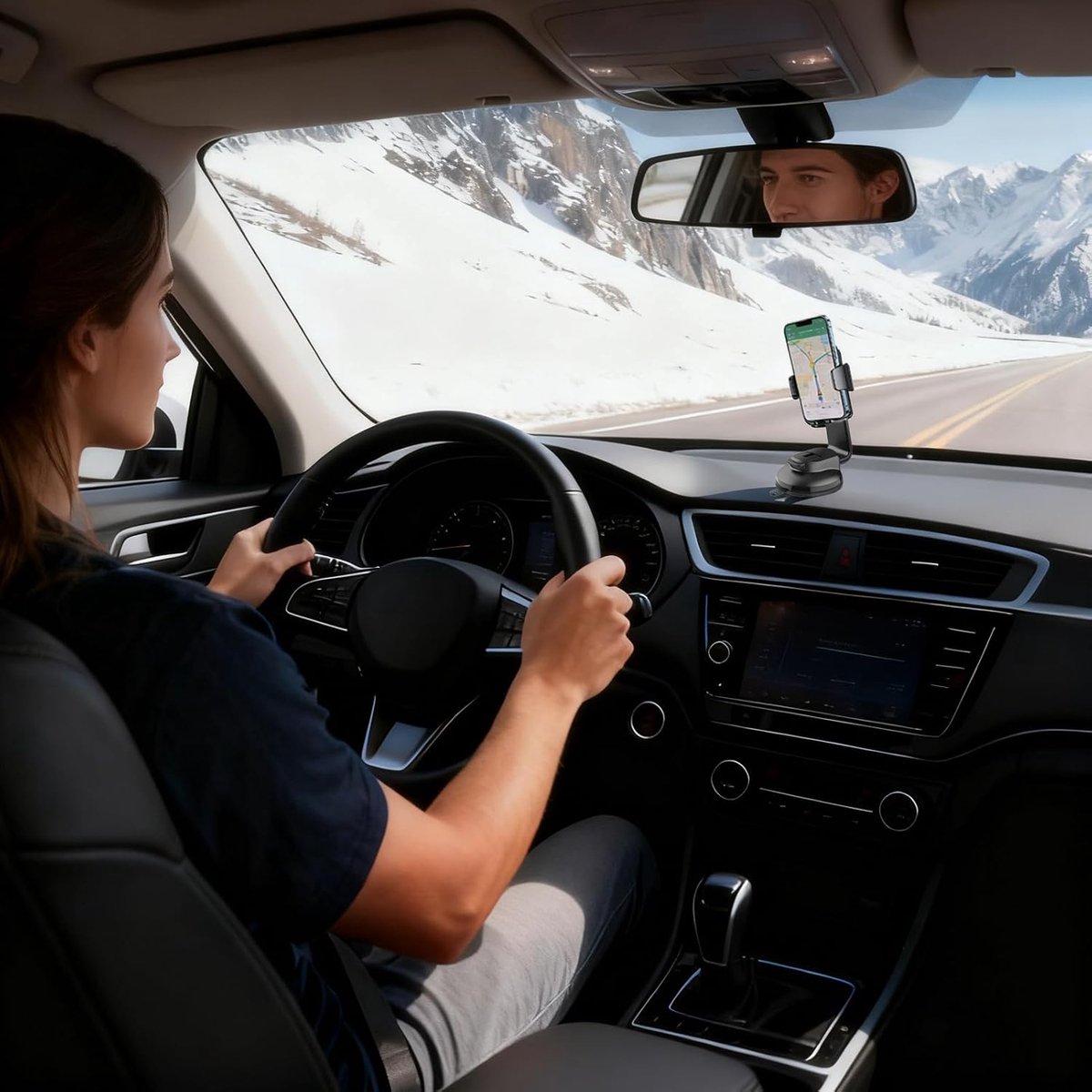 Phone Holder - Universal Base - 360° Rotatable Car Phone Holder - Suitable for cars, trucks, vehicles, windshields and mobile navigation systems.