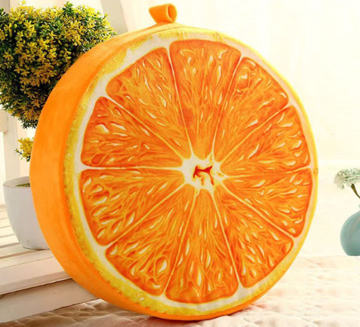 Round decorative cushion - soft filled cushion - play cushion - 40 cm - orange - suitable for sofas, chairs, floors, armchairs