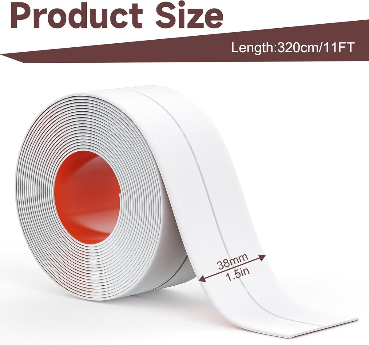 Sealing Strip - 3 Rolls - Bathtub Sealing Strip - Bathroom Sealing Tape - Waterproof Sealing Tape - Suitable for Kitchens, Washbasins, Bathtubs, Toilets and Shower Rooms - Sealing Tools Required - White
