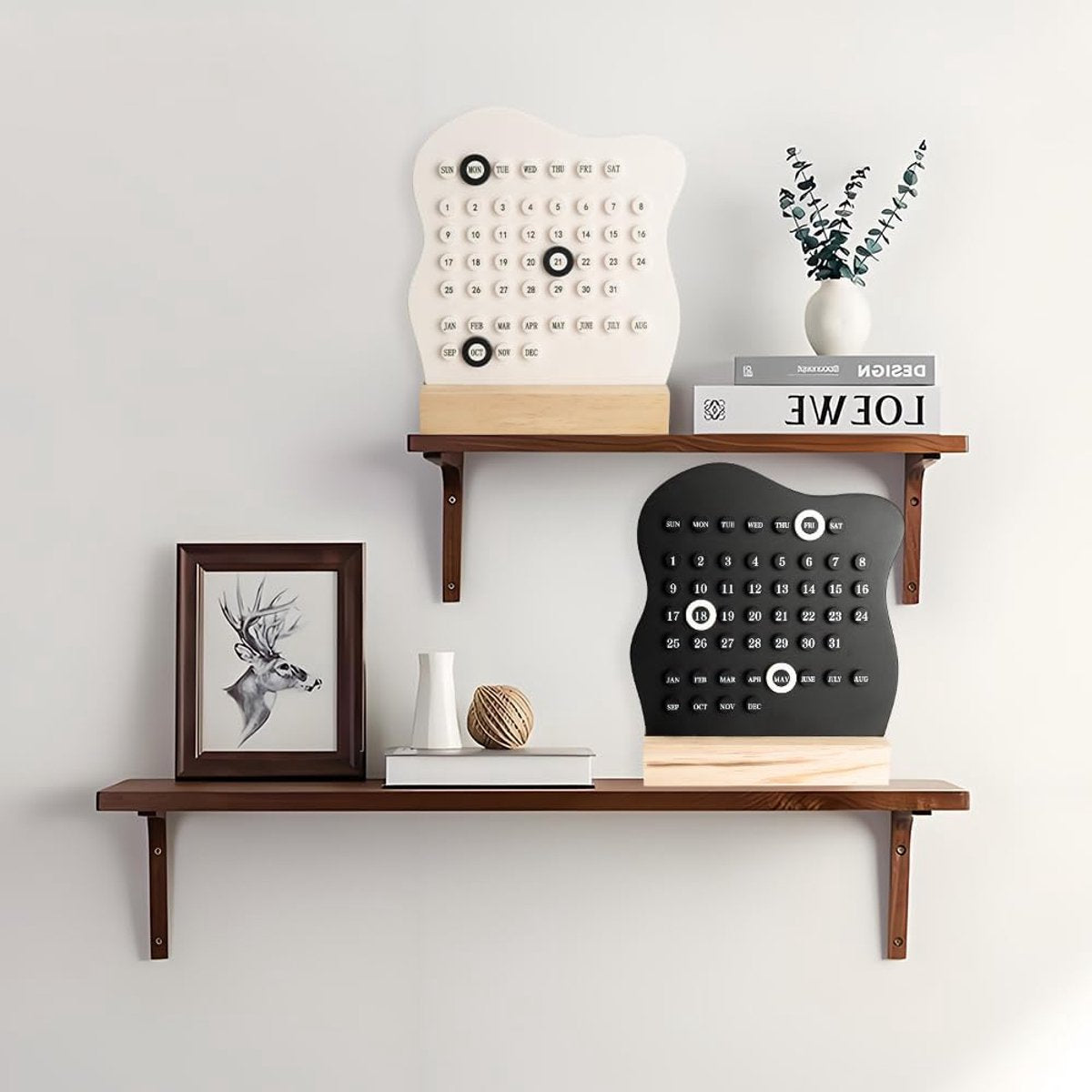 Desktop Perpetual Calendar - 2026 Calendar - Reusable Block Calendar for the Desk - 2026 Monthly Calendar - Modern Ring Date Calendar - White