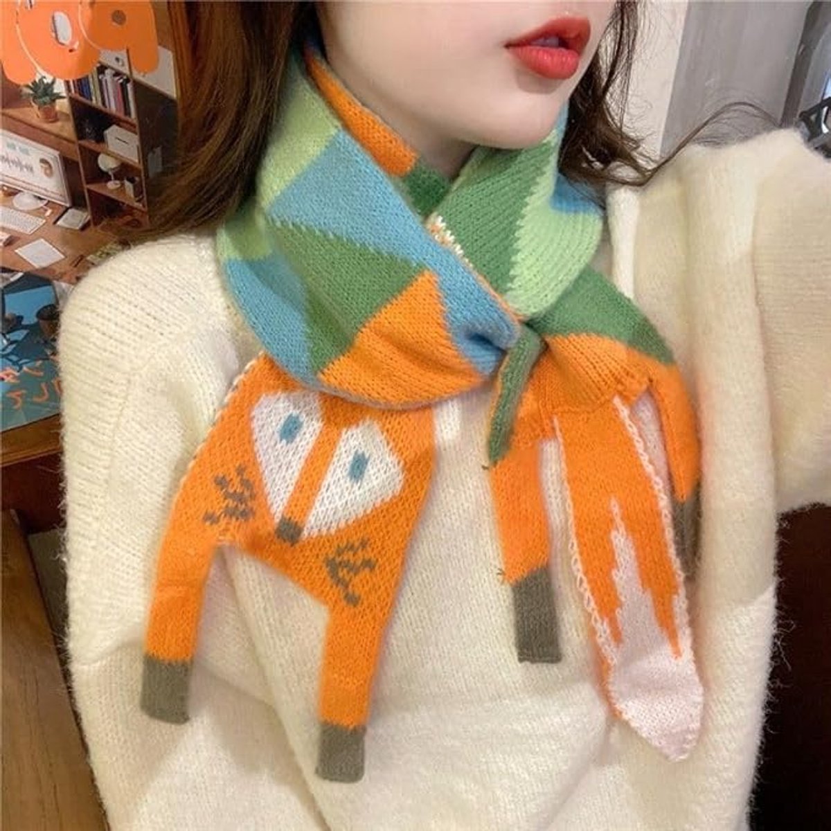 Scarves - Women's Winter Scarves - Warm Scarves - Cute Fox Scarves - 140cm - Stylish Gift - A Gift for Her (A)