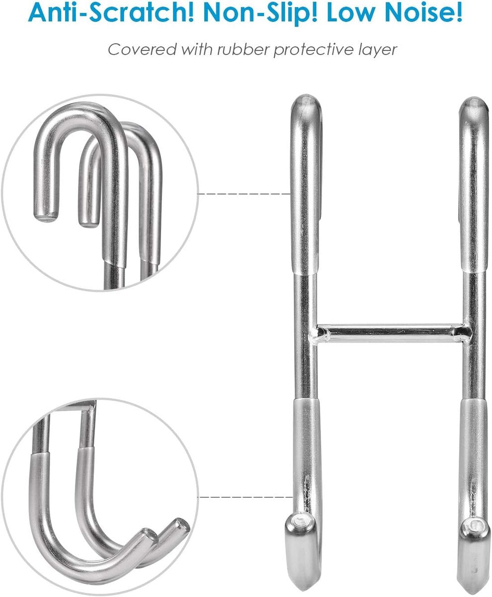 No-Drill Shower Door Hooks - 2-Pack for Rimless Glass Doors - Rubber Scratch Protection