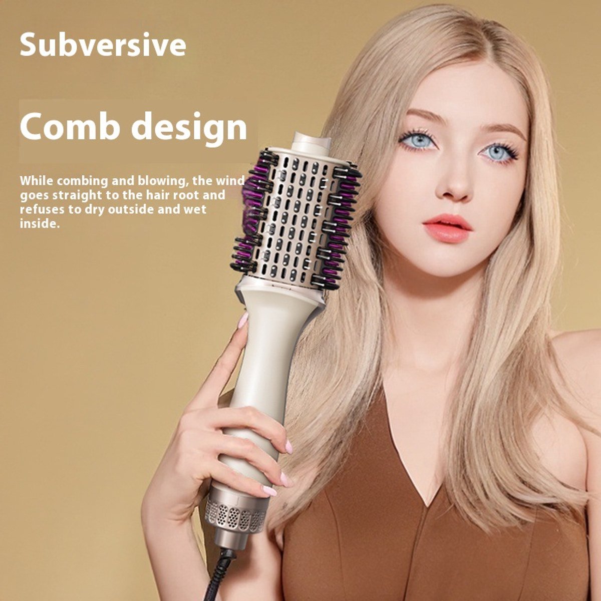 3-in-1 Multistyle Hair Dryer - Dryer, Styling Brush & Curling Iron - Hair Dryer Brush - Curling Brush - 650W, 4 Adjustable Settings