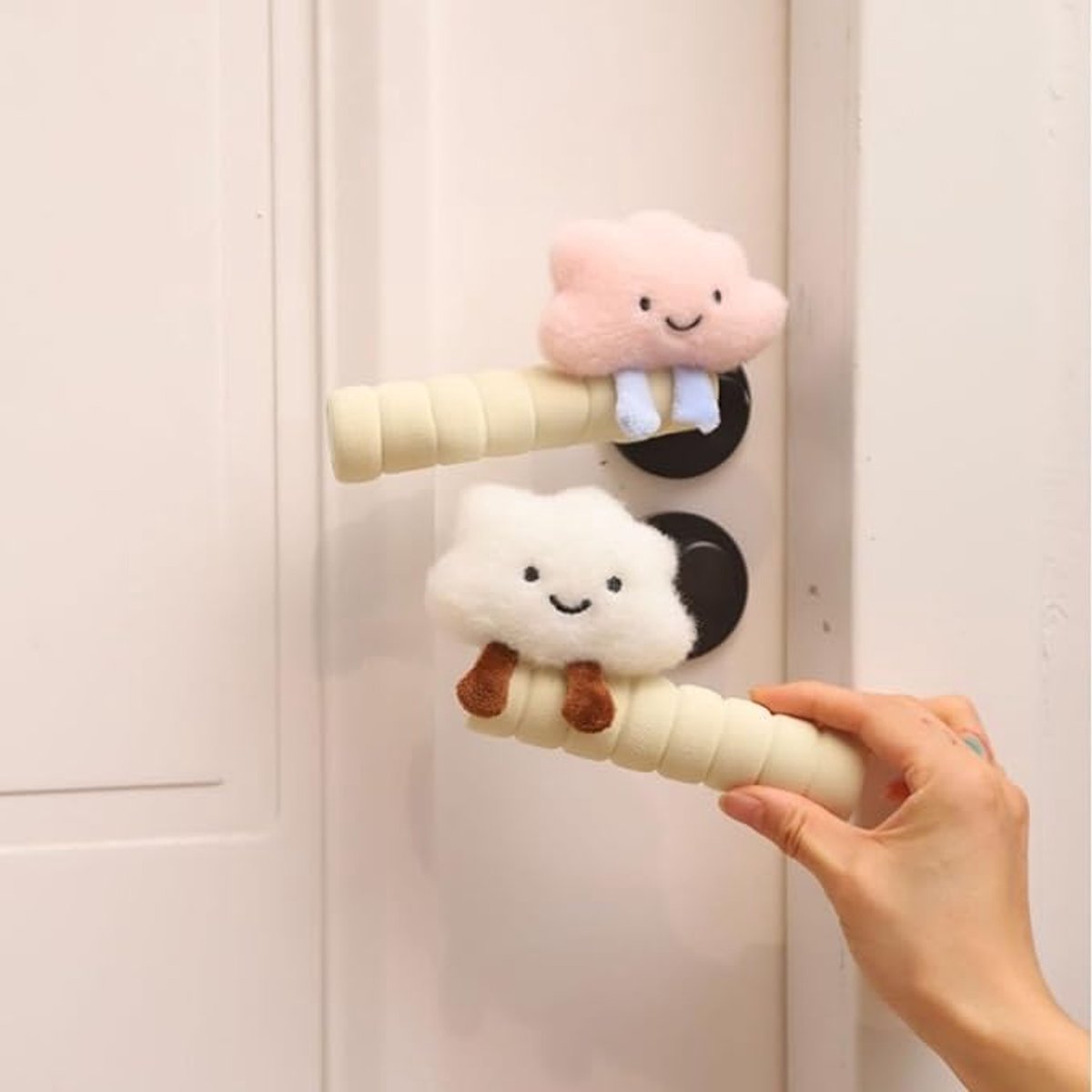 Protective Cover - Set of Two - Cute Cloud-Shaped Door Handle Gloves - Decorative Door Handle Protector Cover - Door Accessories (Blue)