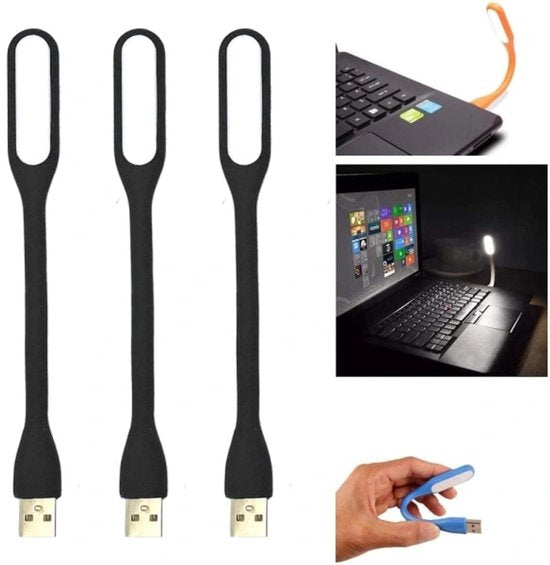 Mini USB LED Lamp - USB Laptop Lamp - Black 3-Pack