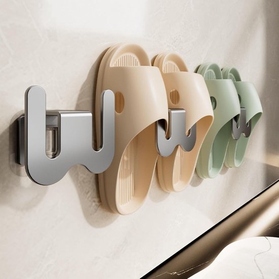 Set of 2 Self-Adhesive Shoe Racks - Space-Saving Storage Shelves - Suitable for bathrooms, bedrooms and RVs; perfect for storing slippers and sneakers(White)