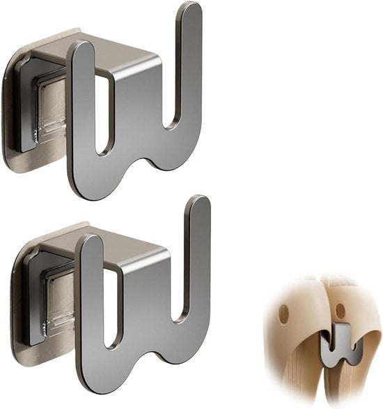 Set of 2 Self-Adhesive Shoe Racks - Space-Saving Storage Shelves - Suitable for bathrooms, bedrooms and RVs; perfect for storing slippers and sneakers(Grey)