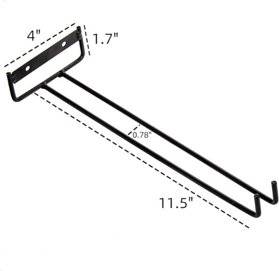 Hanging Wine Glass Rack - Set of Six - Inverted Wine Glass Holder - Organizer and Storage Rack for Mugs and Glassware - For Kitchen and Home Use