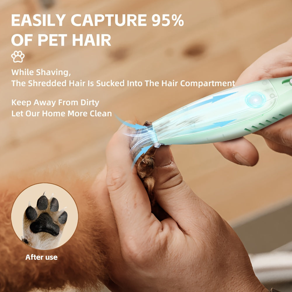 Small Animal Hair Trimmer-Hair Suction Cup-Rechargeable-Quiet-Green-1st