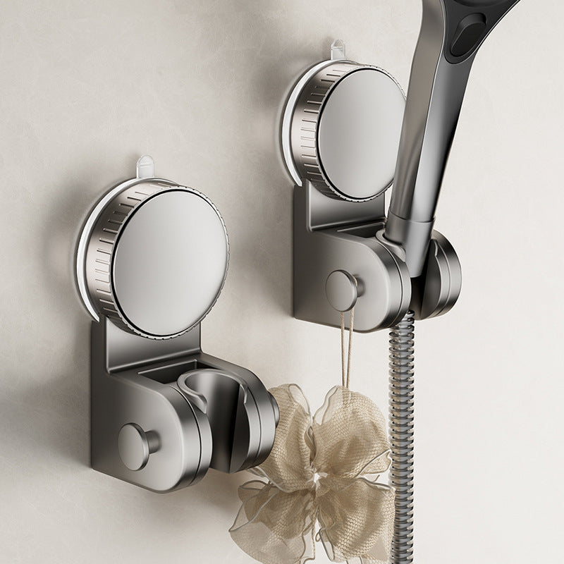Adjustable Self-Adhesive Shower Head Holder with Hook, No-Drill Handheld Shower Bracket for Smooth Bathroom Walls, Grey