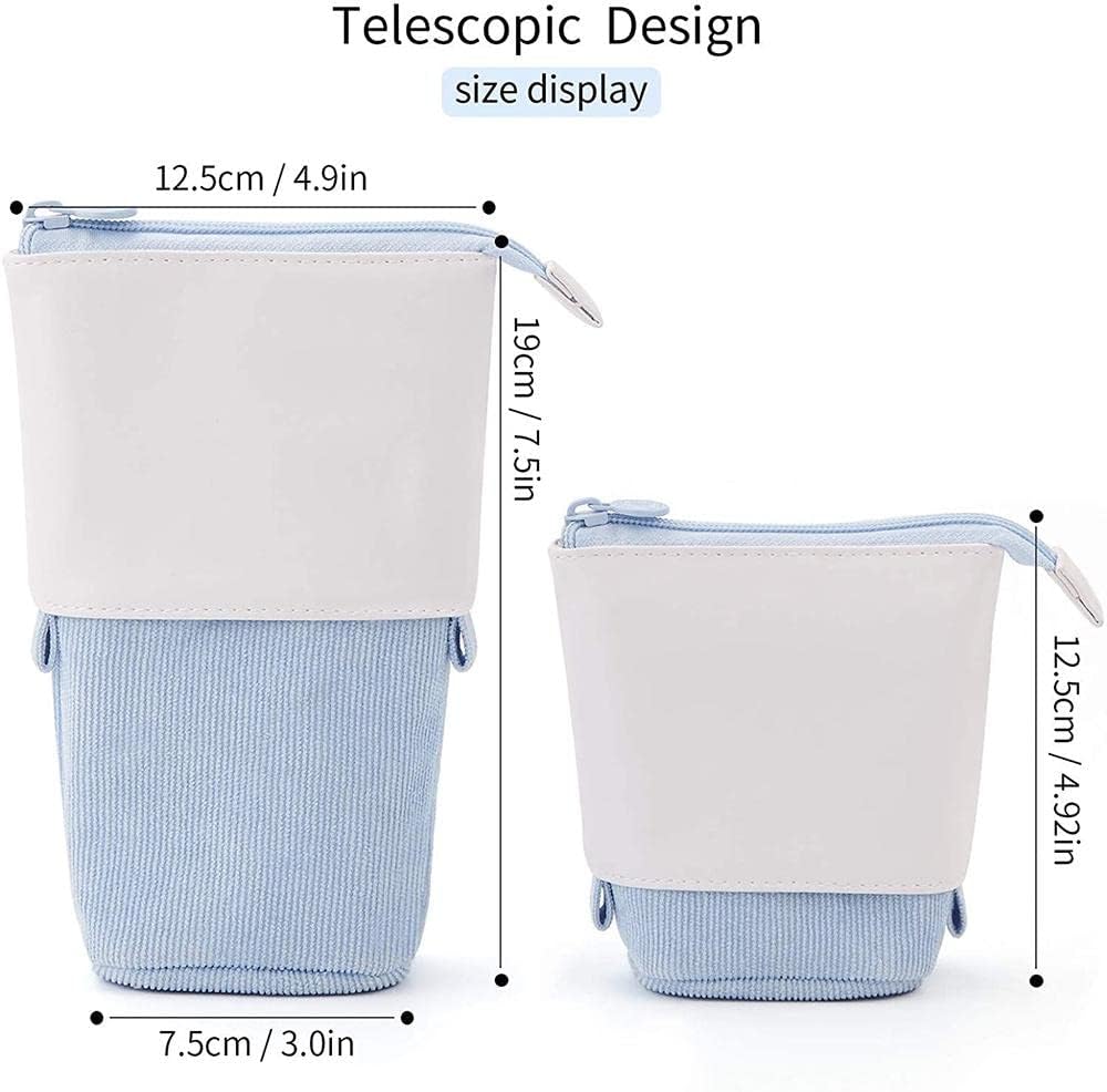 Pencil Case-Telescopic Pen Holder-Large Capacity-Light Blue-1 Piece