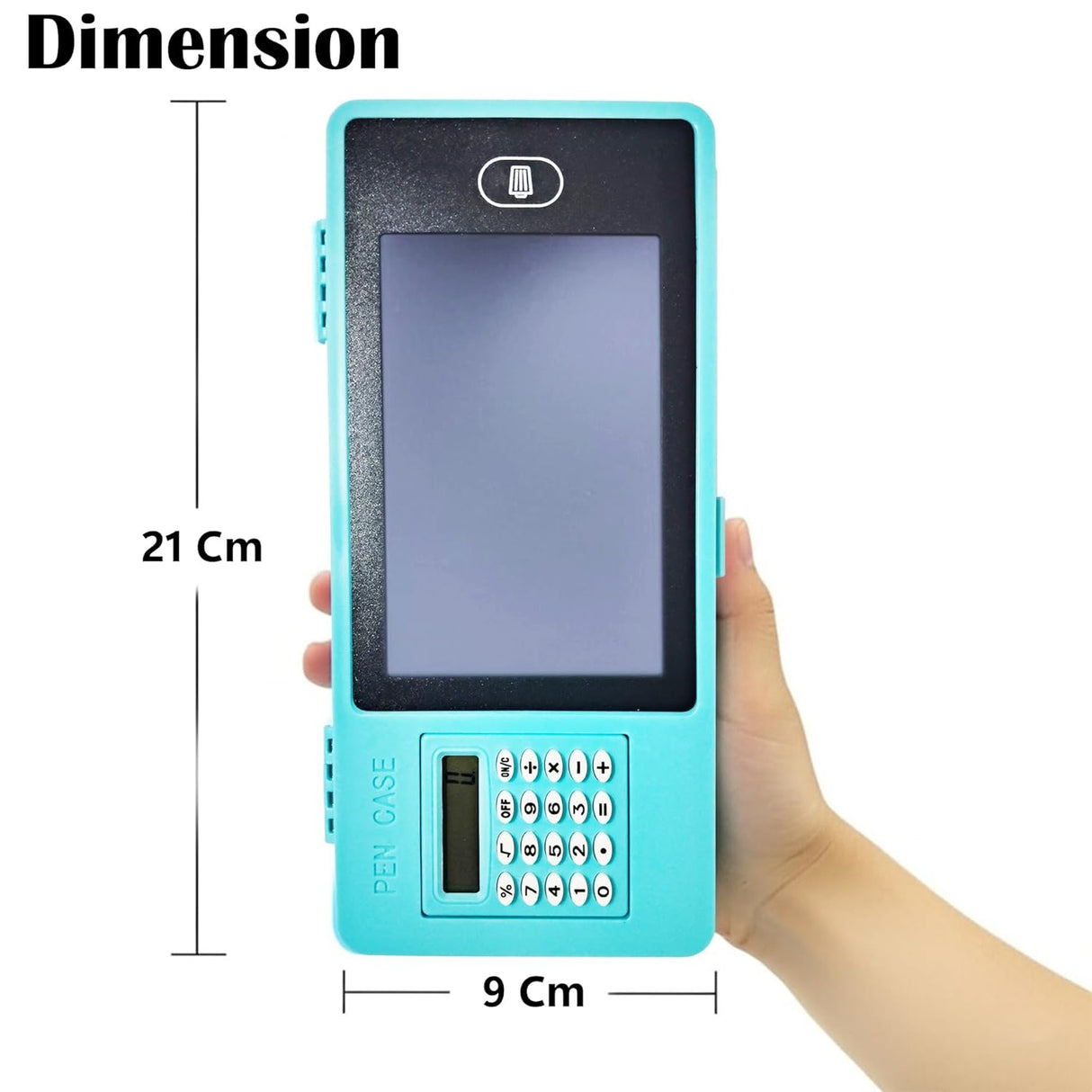 Pencil case - with writing pad and calculator - blue - 1 pack