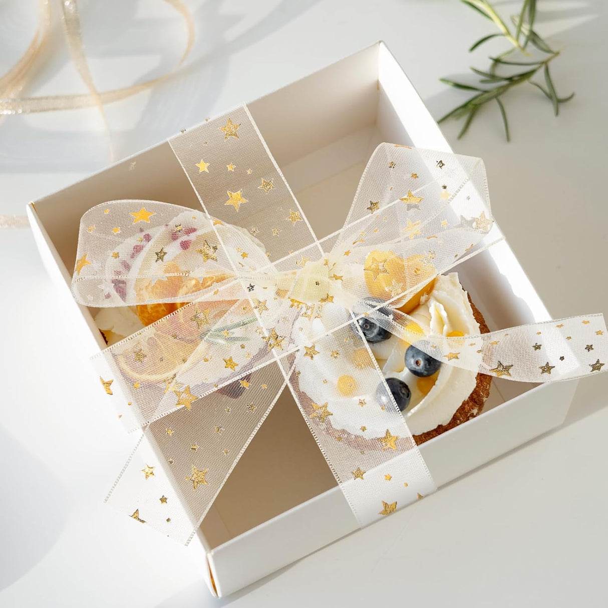 Gift ribbon - Mesh wrapping tape - Star pattern - 9 meters - 1 pack
