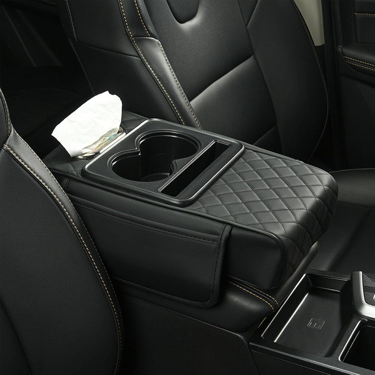 Car Key Box - Car Armrest Mat - Car Accessory Storage Mat - Wear-resistant and Anti-Fouling - Armrest Box Mat - Black
