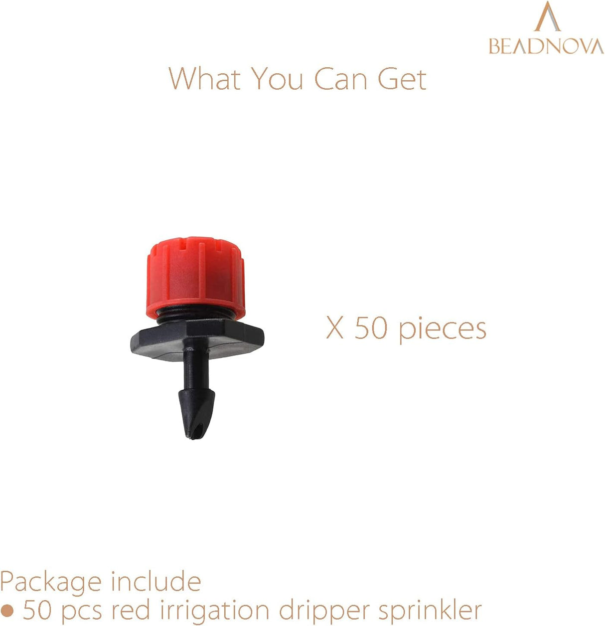 Drip Irrigation Emitters 50 Pieces Irrigation Drippers 360 Degree System Emitters Sprinklers Drip Irrigation 1/4 Inch Pipe Gardening (Red)