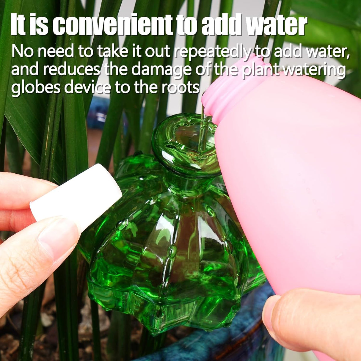 Self-watering planter. Watering devices for plants. Watering bulbs for plants. 4 plant watering bulbs. Green, cactus-shaped, self-watering bulbs, medium-sized. Gifts for plant lovers.