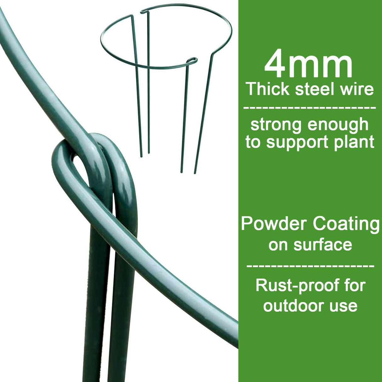 Plant Support Poles, 6-Pack Metal Peony Cages and Supports, Plant Support Cage for Garden Poles, Large Plant Support Ring for Outdoor and Indoor Use, Snake Plant, Peony, Flower Tendril (25cm W x 40cm H)