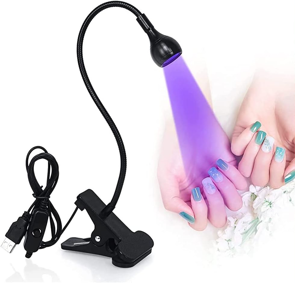 Mini UV Lamp for Gel Nails, LED Curing Lamp with Flexible Gooseneck and Clamp, 3W Portable Small Manicure UV Lamp, Nail Dryer for Curing Resin Nail Art.