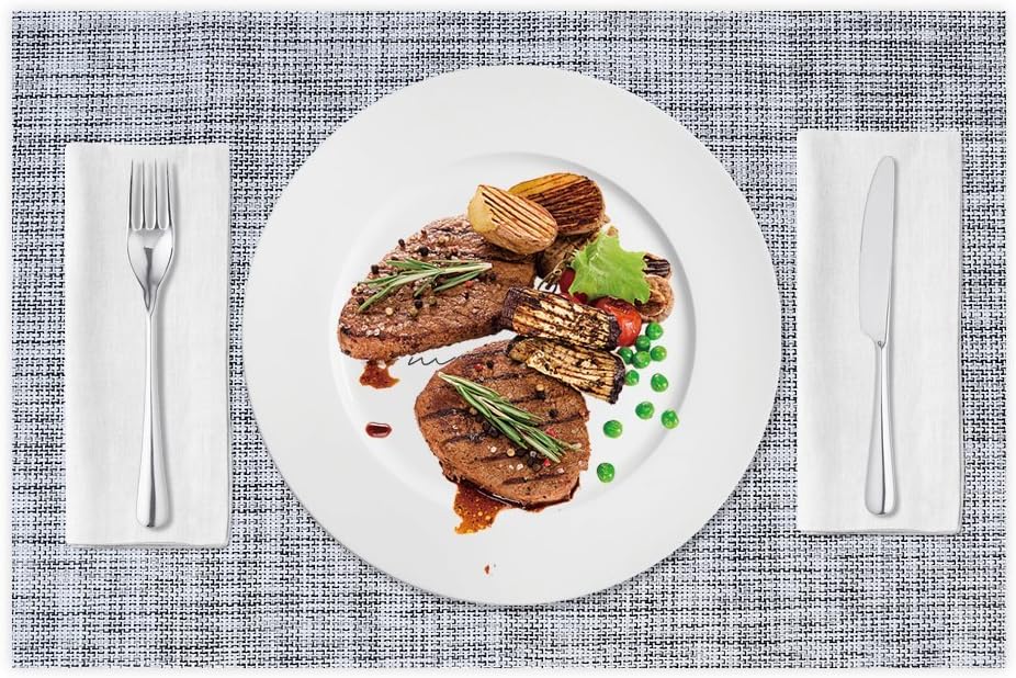 PVC placemat, 4 pieces non-slip heat-resistant placemats, washable vinyl placemats, set of 4 - gray