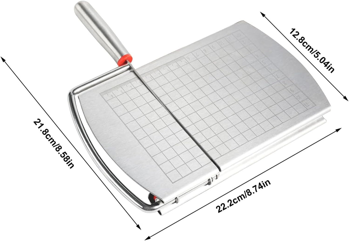 Cheese Cutter - Stainless Steel Blade with Measuring Scale - For Block Cheese and Sausage - Multifunctional Kitchen Aid