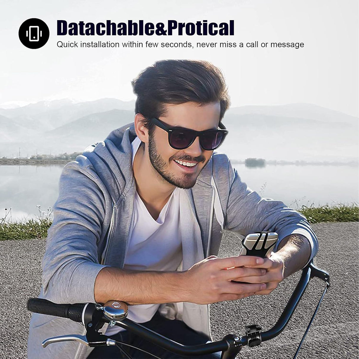 Universal detachable bicycle and motorcycle phone holder - 360° rotatable and adjustable bicycle phone holder - Suitable for phones from 4" to 6.7"