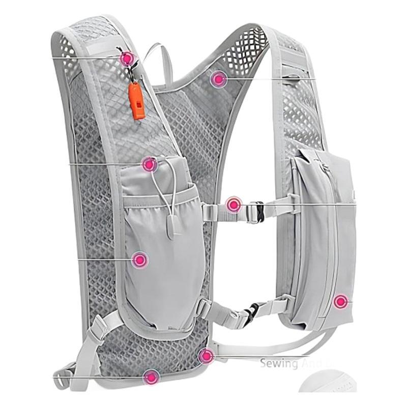 Backpack - Running Hydration Vest - Lightweight Insulated Backpack with 1.5L Hydration Blaster - Suitable for Hiking, Trail Running, Cycling, Racing & Marathons - Gray