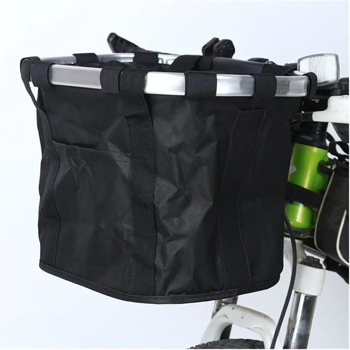 Bicycle basket - Front bike basket - Small dog carrier - Removable mountain bike handlebar tube - Hanging foldable luggage bag with a load capacity of 5 kg - Black
