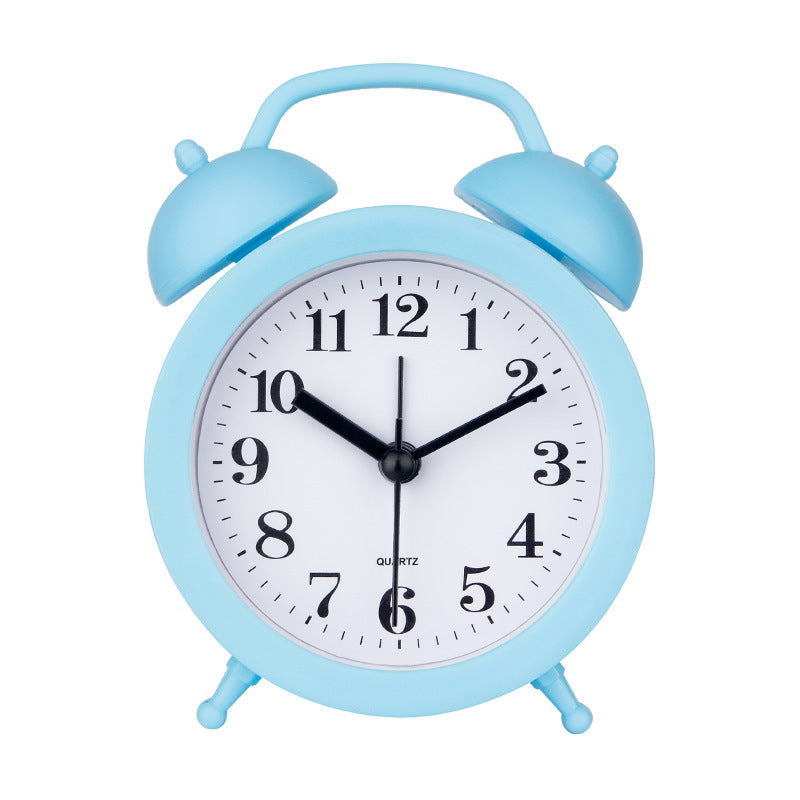 Children's Alarm Clock-Children's Alarm Clock-Children's Twin Bells-Cute Battery-Powered-Analog Mini Round Bedside Alarm Clock-Children's Gift Children's Student Alarm Clock Home Decor (Blue)