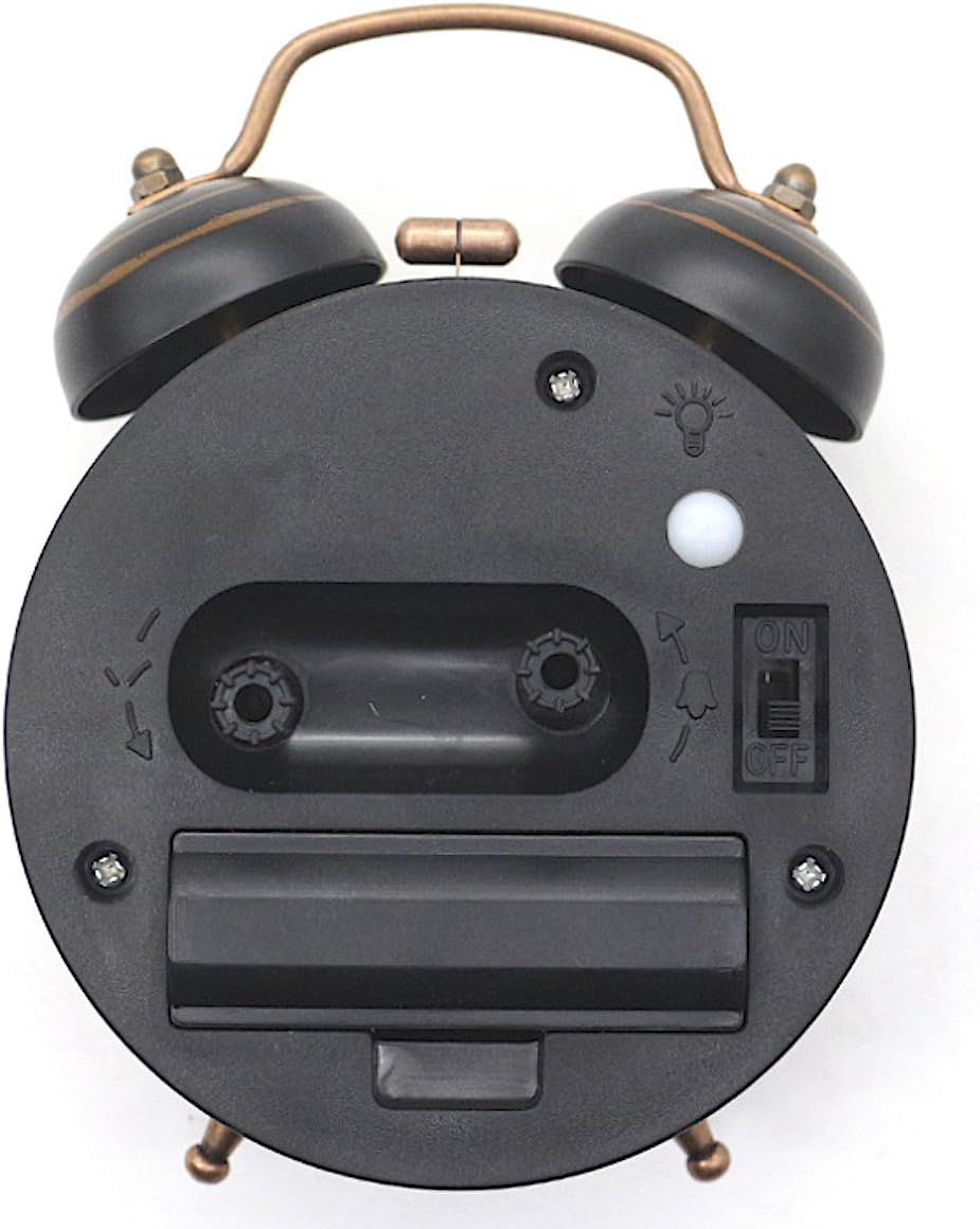 Alarm Clock - Retro Mini Silent Alarm Clock - with Night Light - Retro Arabic Digital Analog Quartz Alarm Clock - Ticking Double Bell Alarm Clock - Desk Clock with Alarm - Silent Clock