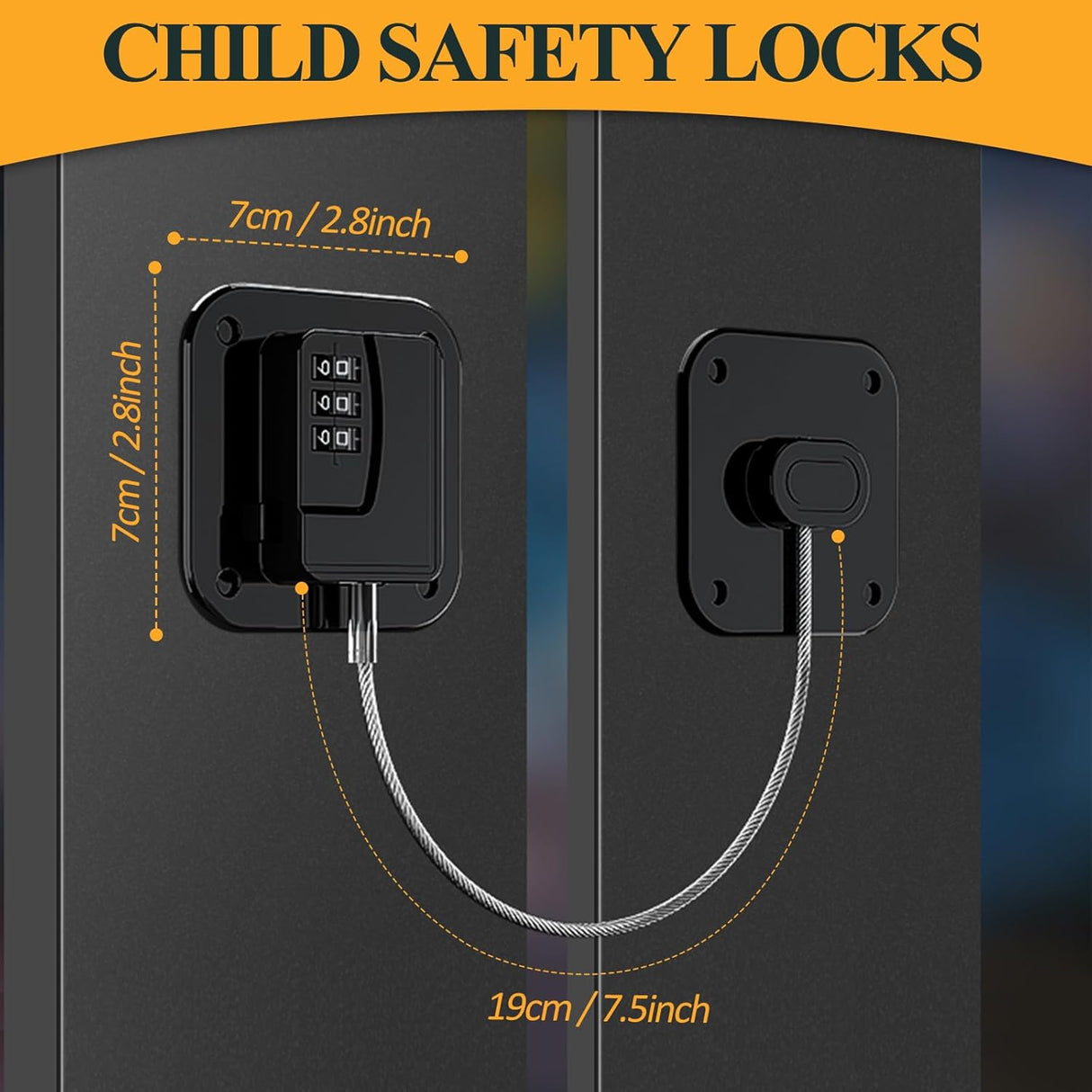 Child Lock Window Locks Refrigerator Locks - Suitable for Baby Safety - High Quality Child-Proof Refrigerator Locks - Strong Self-Adhesive No Drilling Required Window Drawer Cabinet - Pack of 2