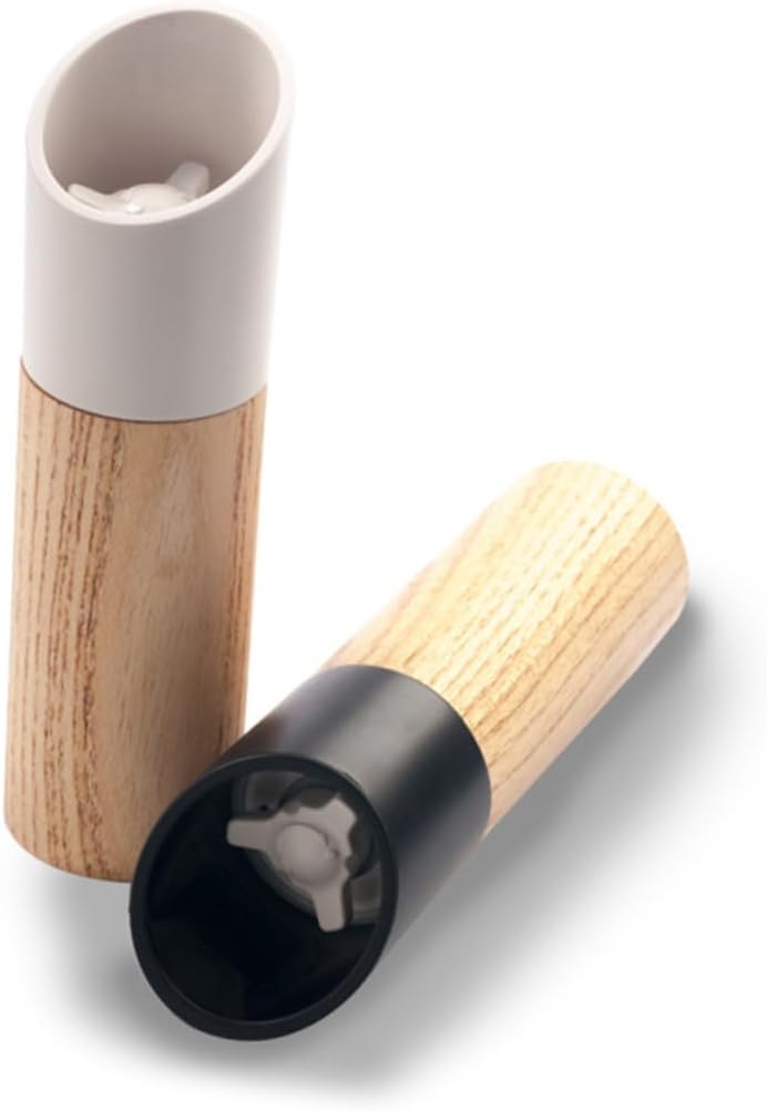 Pepper Mill - Manual Ceramic - Wooden Kitchen Utensil - For Freshly Ground Spices - Easy to Clean - 160mm * 45mm - White