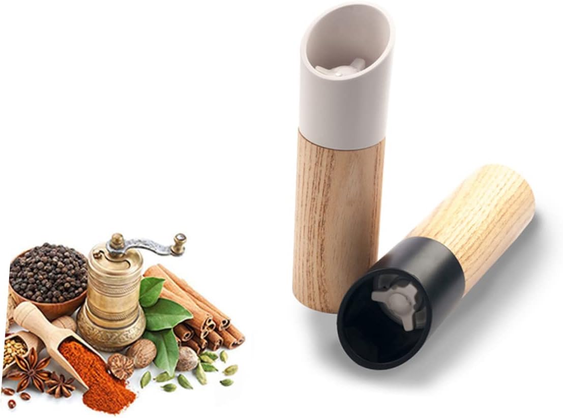 Pepper Mill - Manual Ceramic - Wooden Kitchen Utensil - For Freshly Ground Spices - Easy to Clean - 160mm * 45mm - White