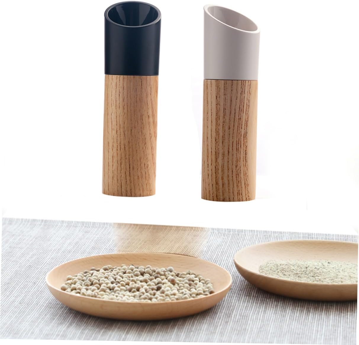 Pepper Mill - Manual Ceramic - Wooden Kitchen Utensil - For Freshly Ground Spices - Easy to Clean - 160mm * 45mm - White