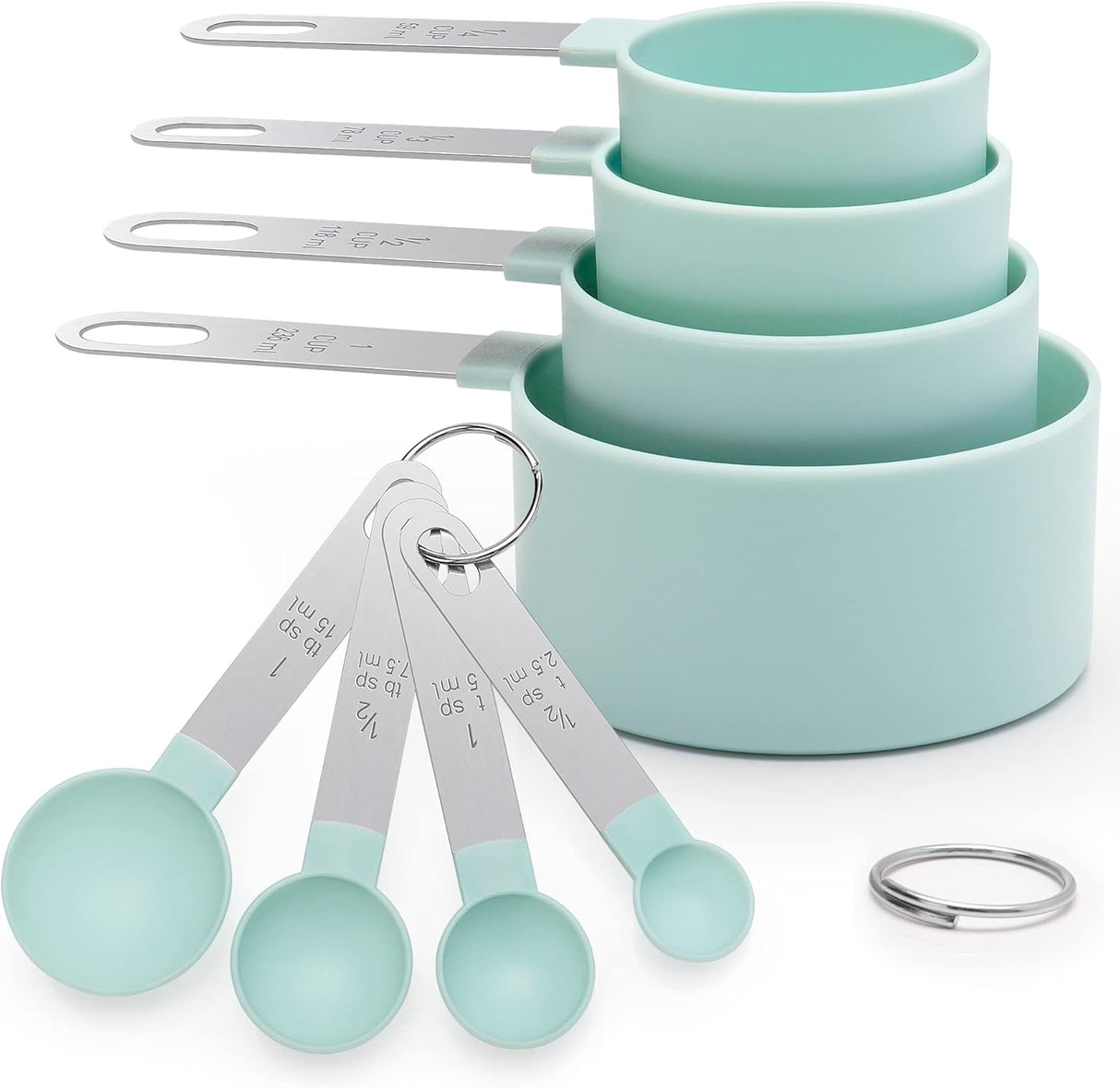 Measuring Cups & Spoons - Interlocking measuring cups for measuring dry or liquid ingredients - Stainless steel handles - Set of 8
