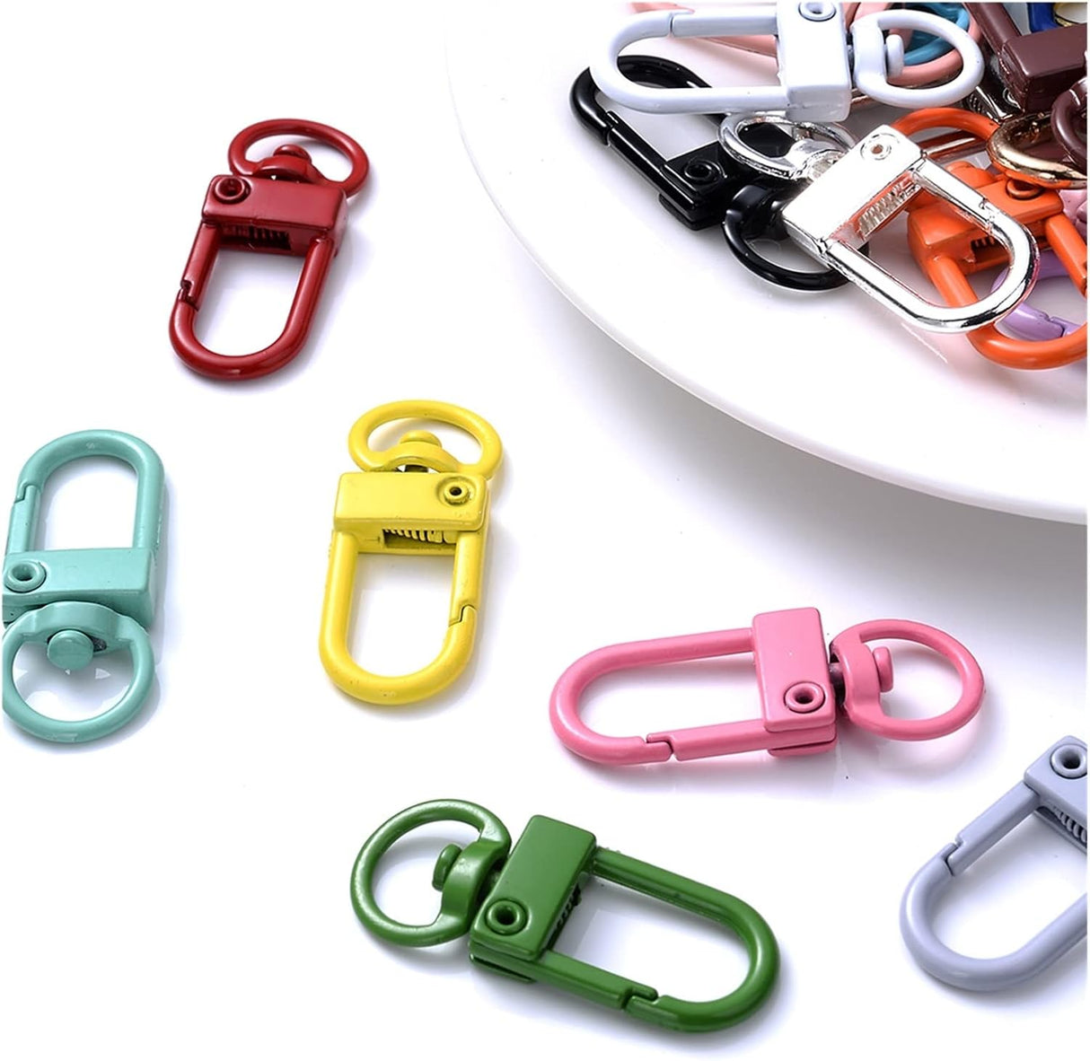 Colorful Key Ring with Lock - Metal Carabiner - Keyring - Car DIY Jewelry Accessories - Pack of 30 (Color: Random)