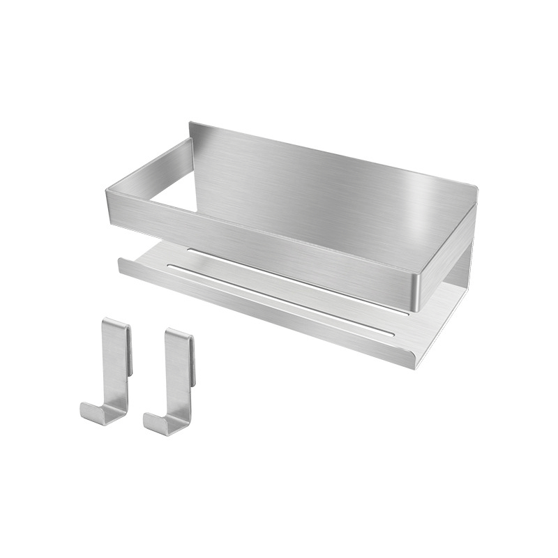 Shower Shelf - No Drilling Required - Strong 3M Self-Adhesive Wall Shelf No Drilling Required - Stainless Steel - Neat Storage Basket for Shampoo and Gel - Shower Organizer - 1 Pack Silver