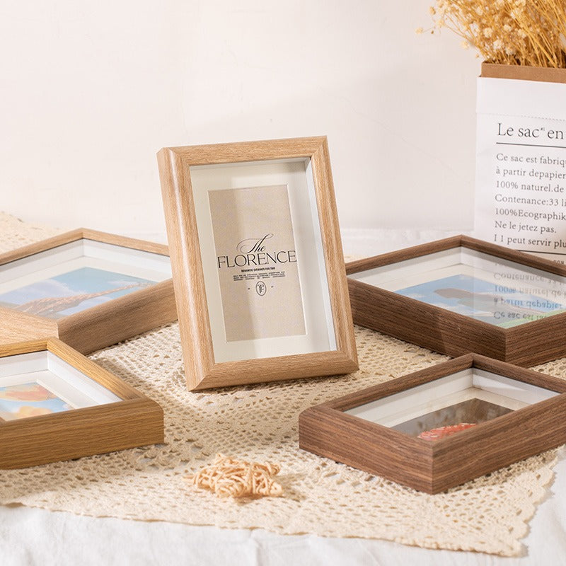 Photo frame - Wooden display stand 6 inch - Wall mounted - Solid wood photo frame - Scandinavian style - Creative wall photo frame - White wood color - 1 piece