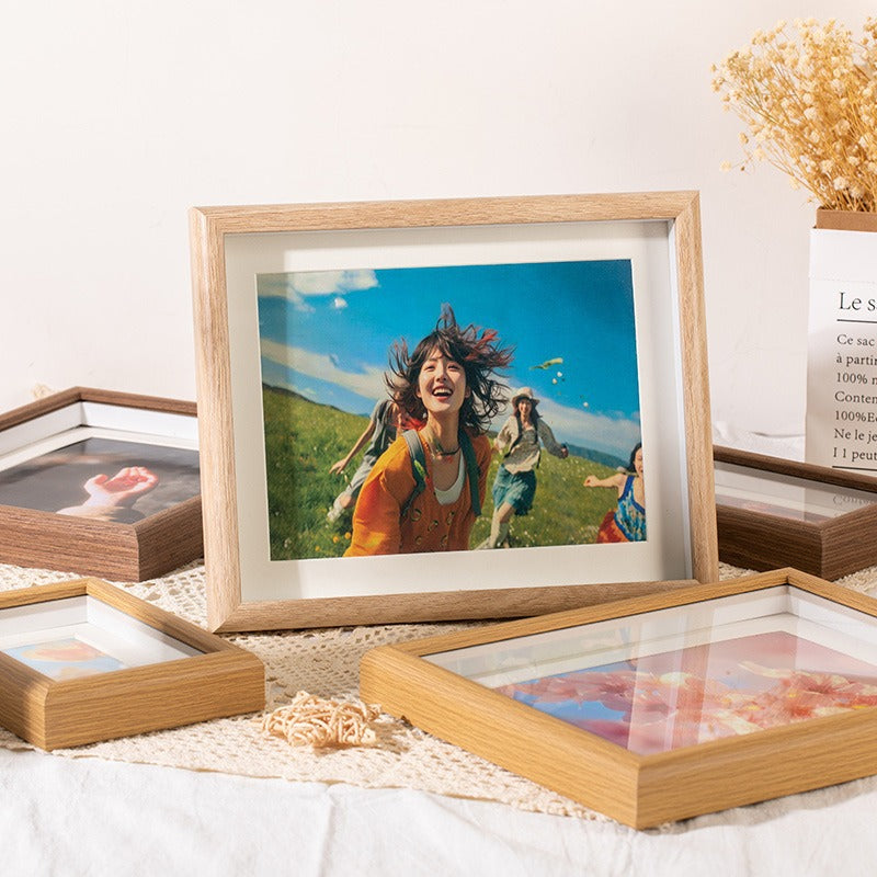 Photo frame - Wooden display stand 6 inch - Wall mounted - Solid wood photo frame - Scandinavian style - Creative wall photo frame - White wood color - 1 piece